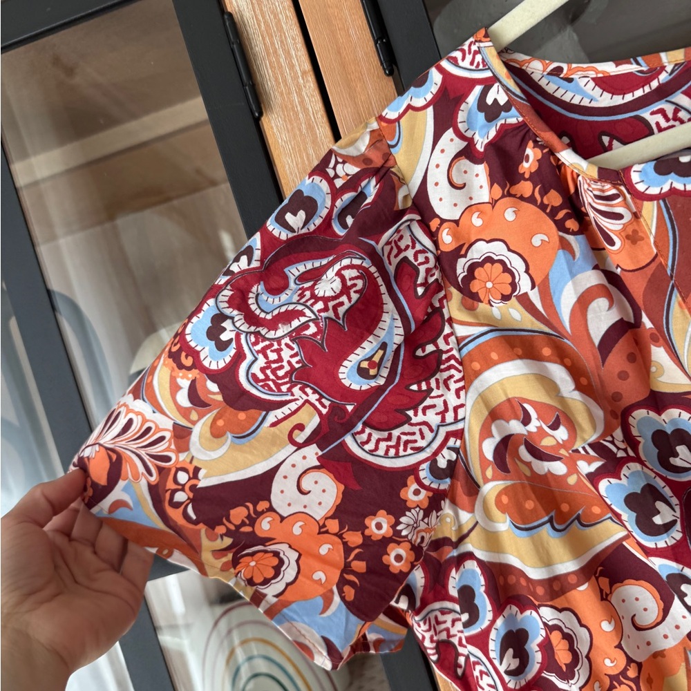 Anthropologie Somerset Tiered Maxi Dress Bronze Paisley print poplin pockets - Picture 9 of 11